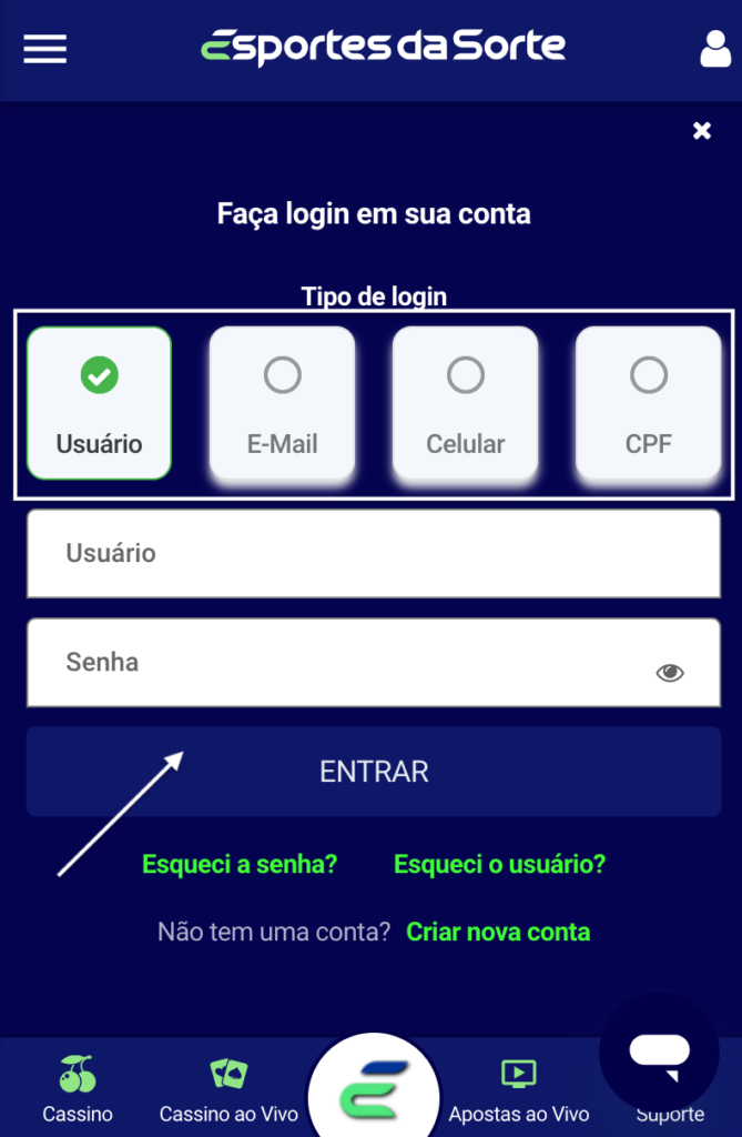 Acesse sua conta na Esportes da Sorte